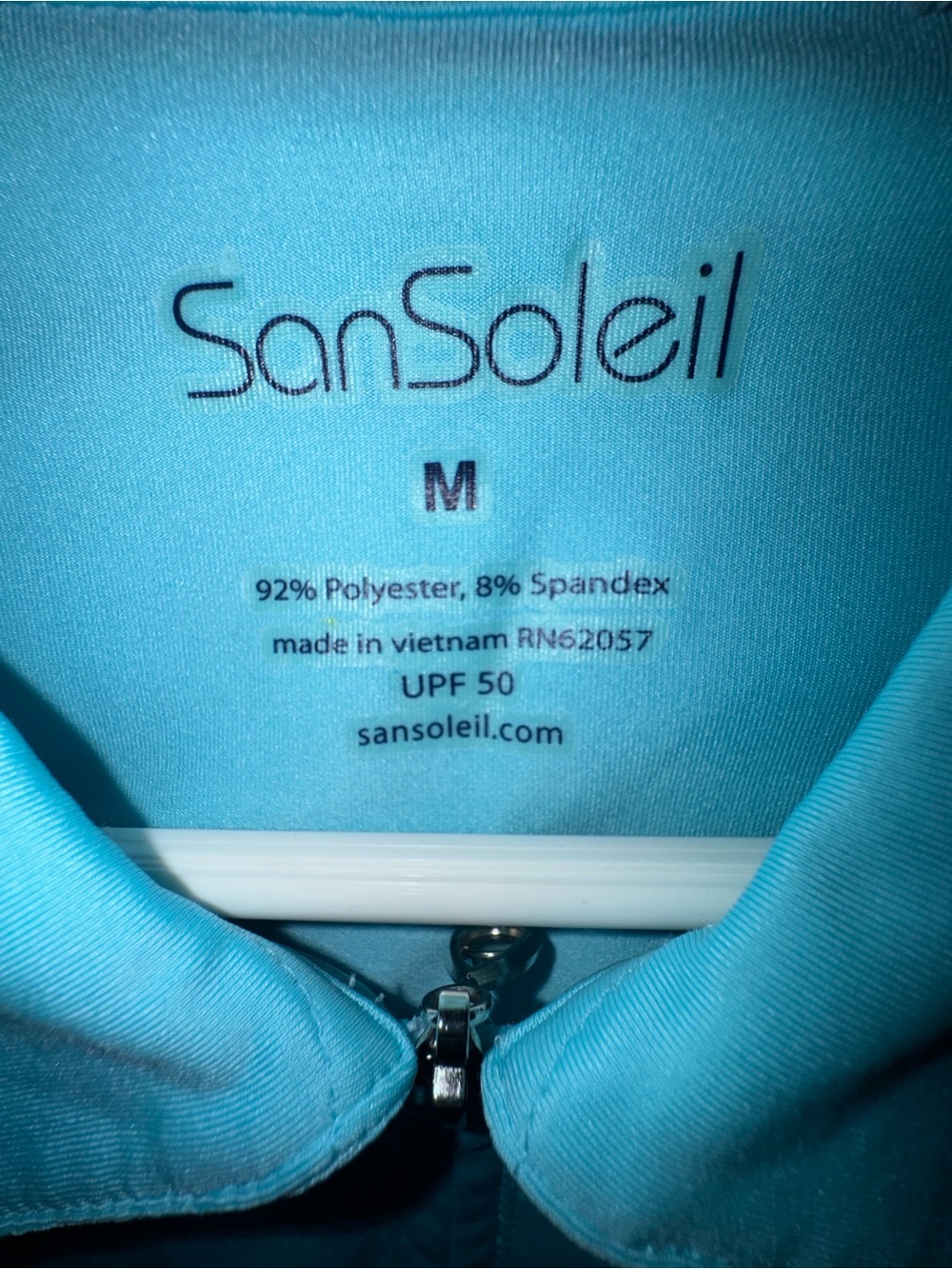 SanSoleil SolCool Blue Quarter Zip Golf Pullover Shirt. UPF 50. Size Medium. - Picture 3 of 7